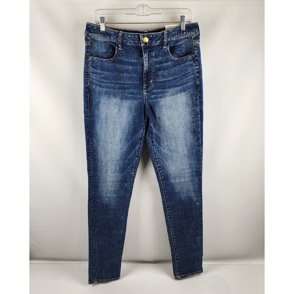 American Eagle Jeans Women 14 Blue Hi Rise Jegging Super Stretch Denim 32x31 NWT - Picture 1 of 12